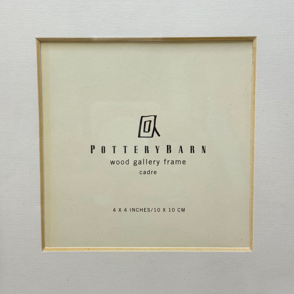 Pottery Barn Wood Gallery Picture Frame Cadre 4x4" Off White Mat Tabletop 12x12" - Picture 4 of 8